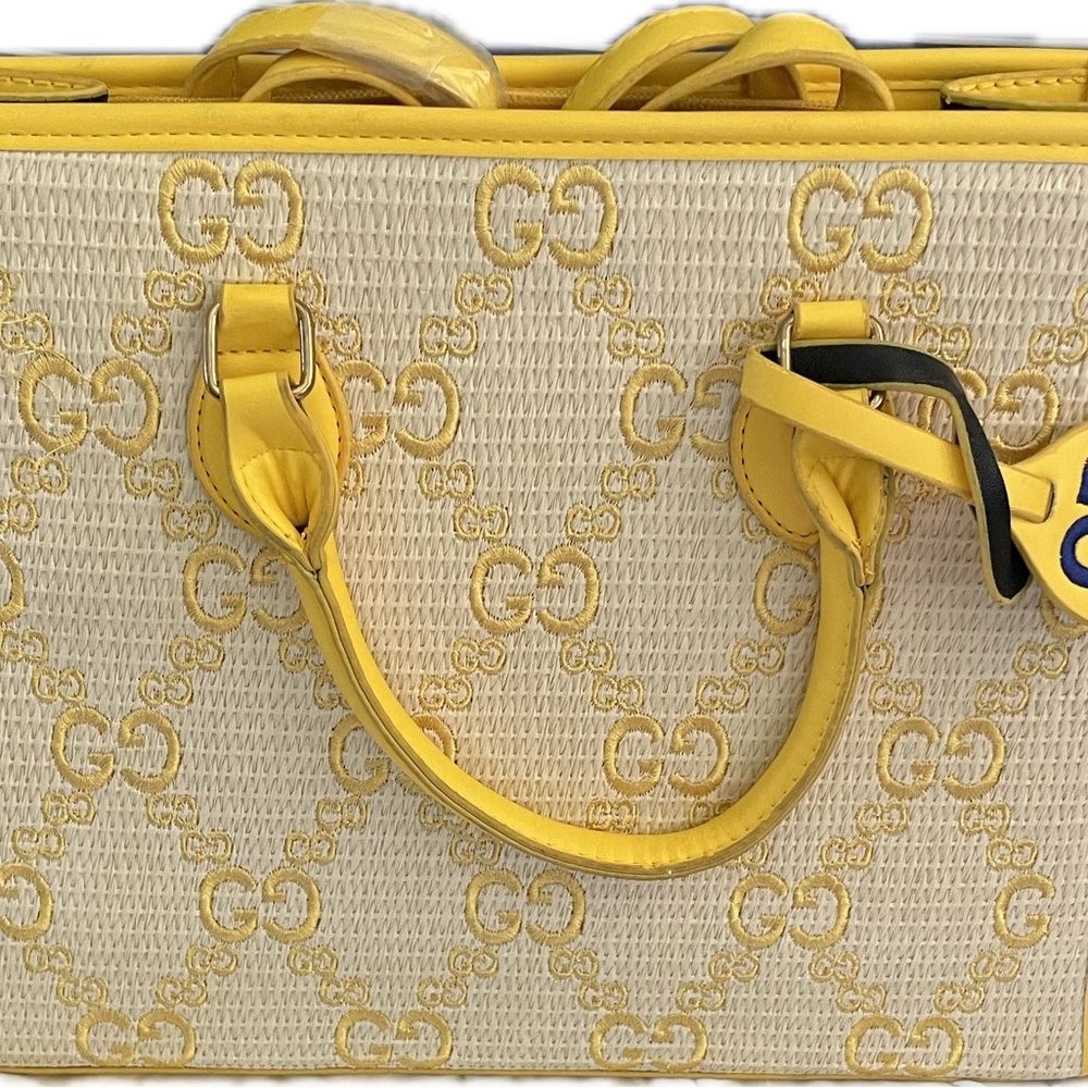 Gucci Yellow and Cream Signature Tote